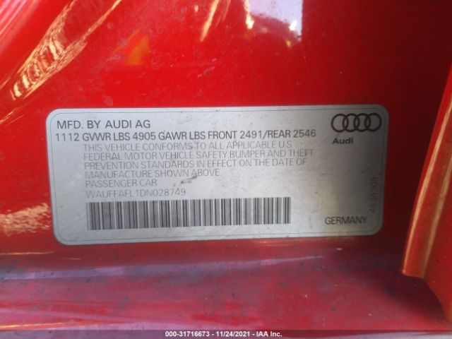 Photo 8 VIN: WAUFFAFL1DN028749 - AUDI A4 