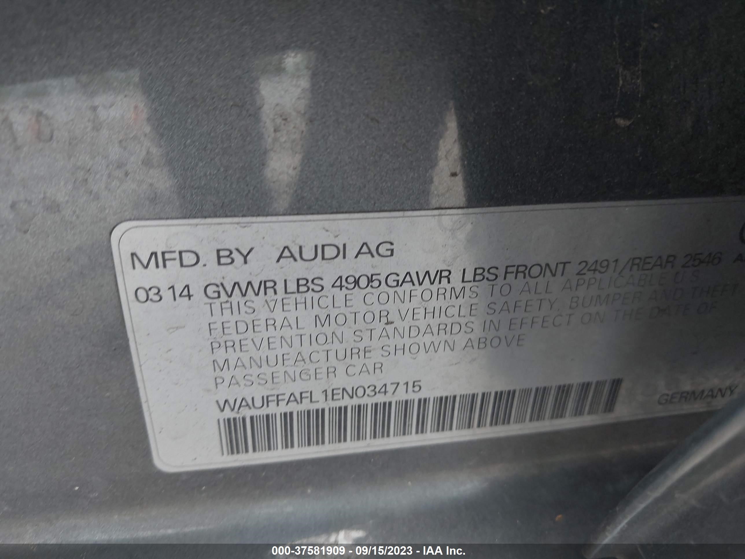 Photo 8 VIN: WAUFFAFL1EN034715 - AUDI A4 