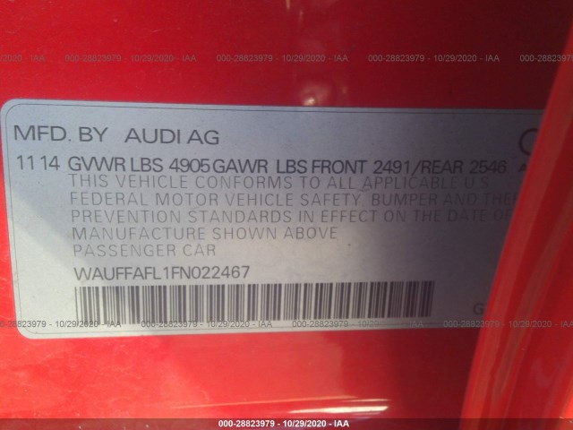 Photo 8 VIN: WAUFFAFL1FN022467 - AUDI A4 