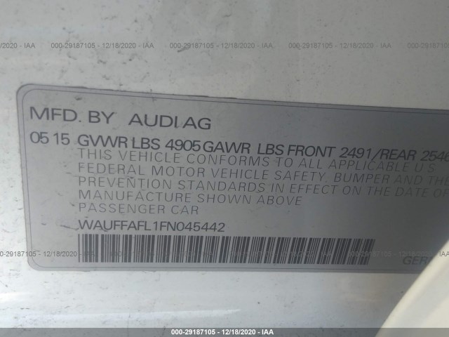 Photo 8 VIN: WAUFFAFL1FN045442 - AUDI A4 