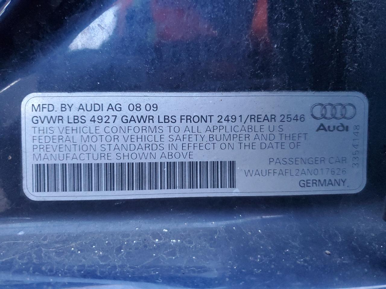 Photo 11 VIN: WAUFFAFL2AN017626 - AUDI A4 