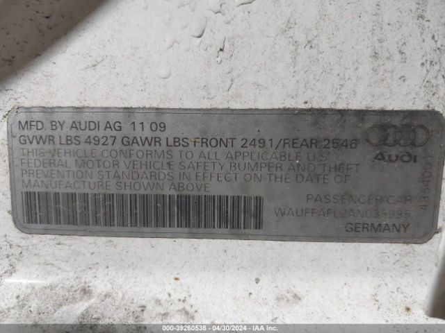 Photo 8 VIN: WAUFFAFL2AN035995 - AUDI A4 PREMIUM 