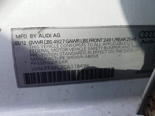 Photo 9 VIN: WAUFFAFL2CA118496 - AUDI A4 PREMIUM 