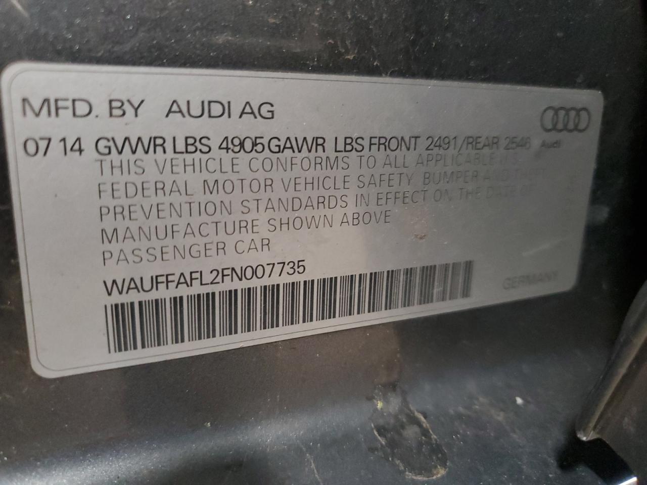 Photo 11 VIN: WAUFFAFL2FN007735 - AUDI A4 