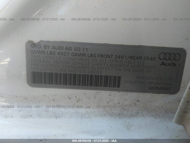 Photo 8 VIN: WAUFFAFL3BN049454 - AUDI A4 