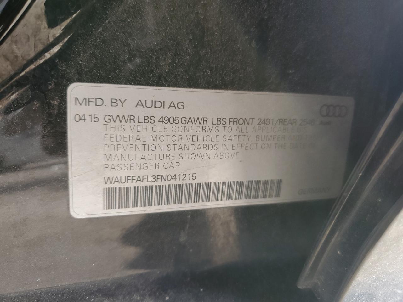 Photo 11 VIN: WAUFFAFL3FN041215 - AUDI A4 