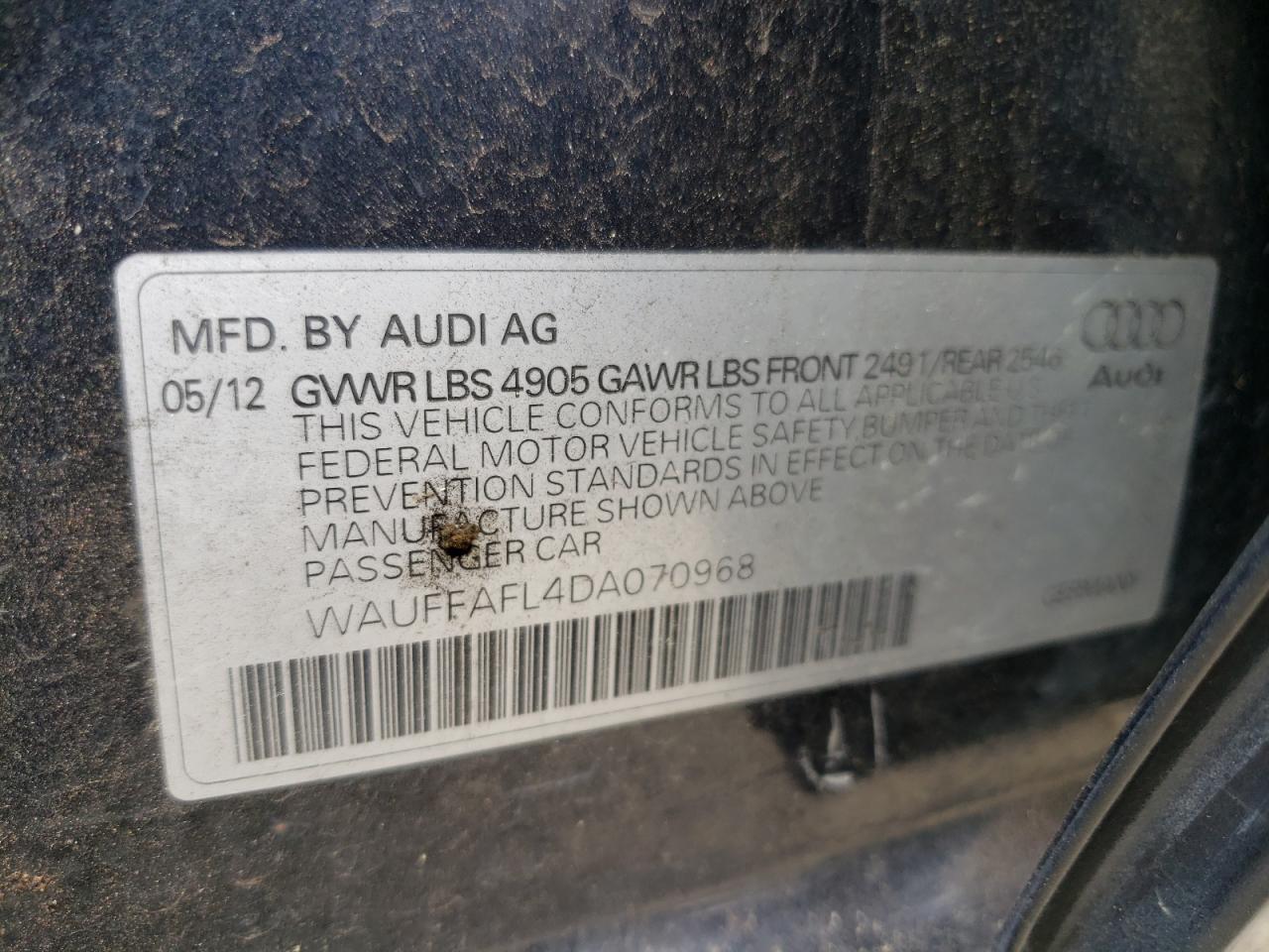 Photo 11 VIN: WAUFFAFL4DA070968 - AUDI A4 