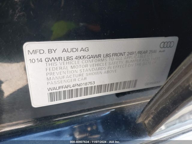 Photo 8 VIN: WAUFFAFL4FN018753 - AUDI A4 