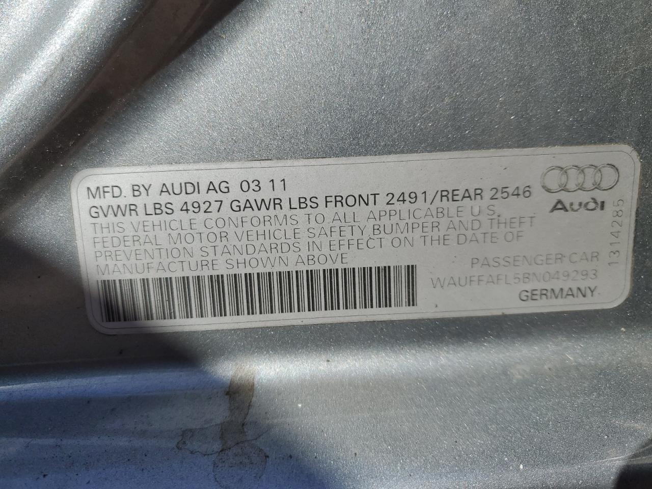 Photo 11 VIN: WAUFFAFL5BN049293 - AUDI A4 