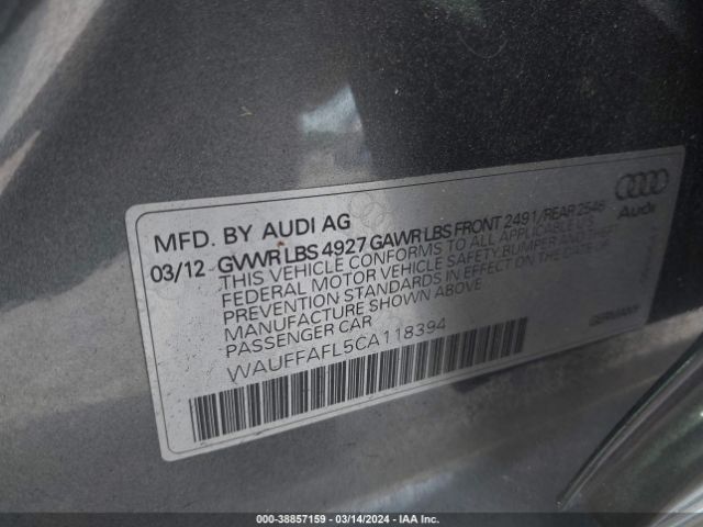 Photo 8 VIN: WAUFFAFL5CA118394 - AUDI A4 