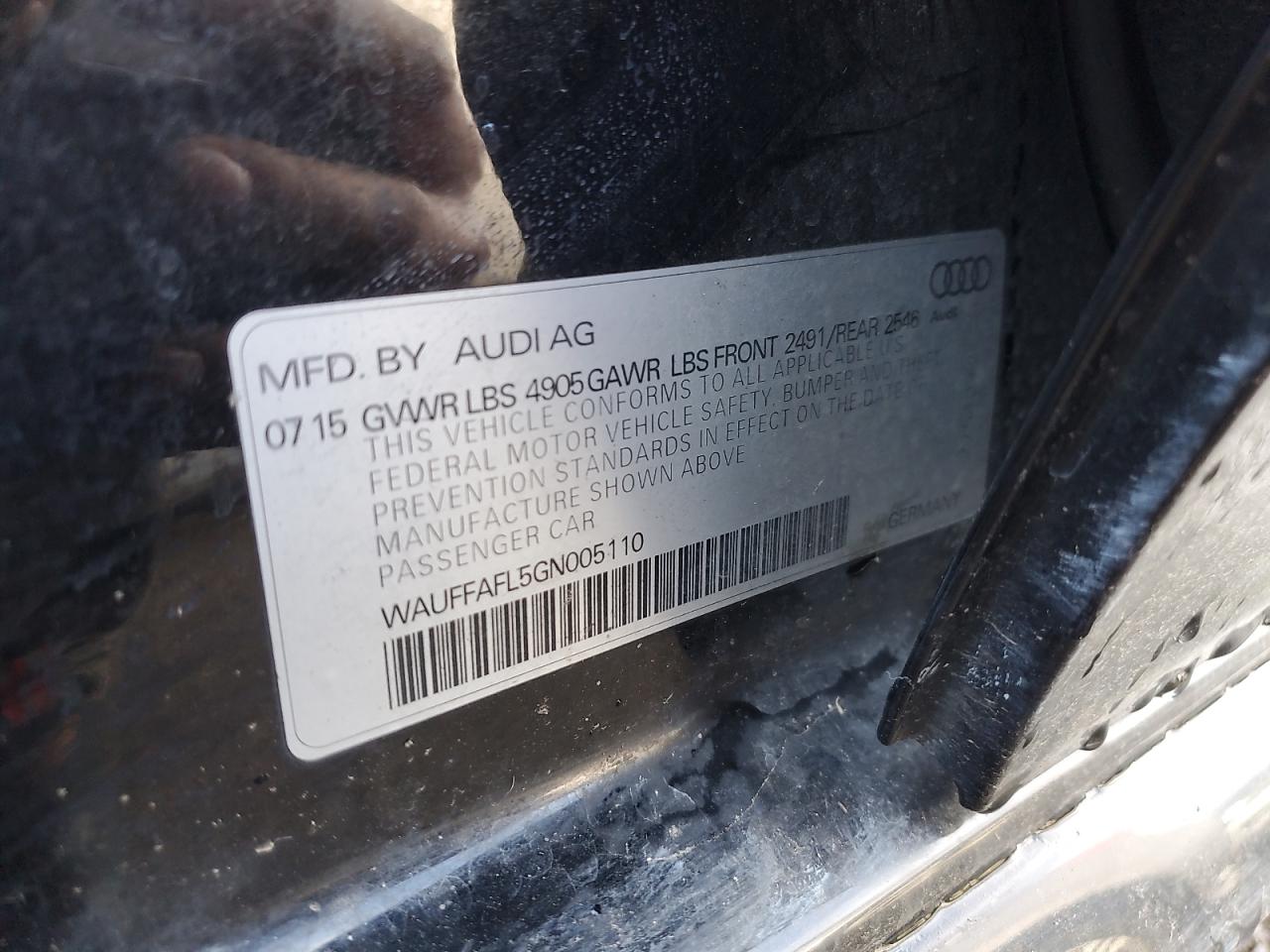 Photo 11 VIN: WAUFFAFL5GN005110 - AUDI A4 