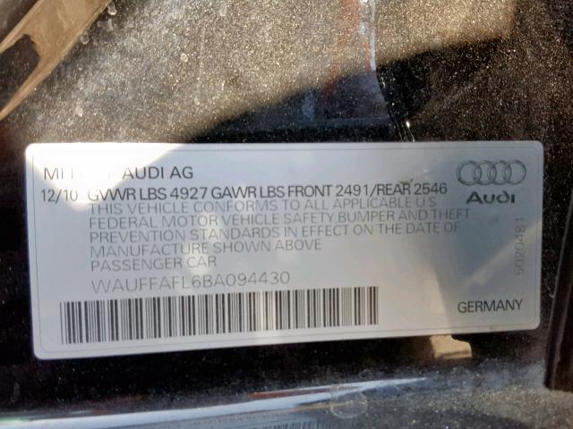 Photo 10 VIN: WAUFFAFL6BA094430 - AUDI A4 