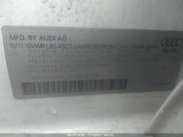 Photo 8 VIN: WAUFFAFL7CA073734 - AUDI A4 