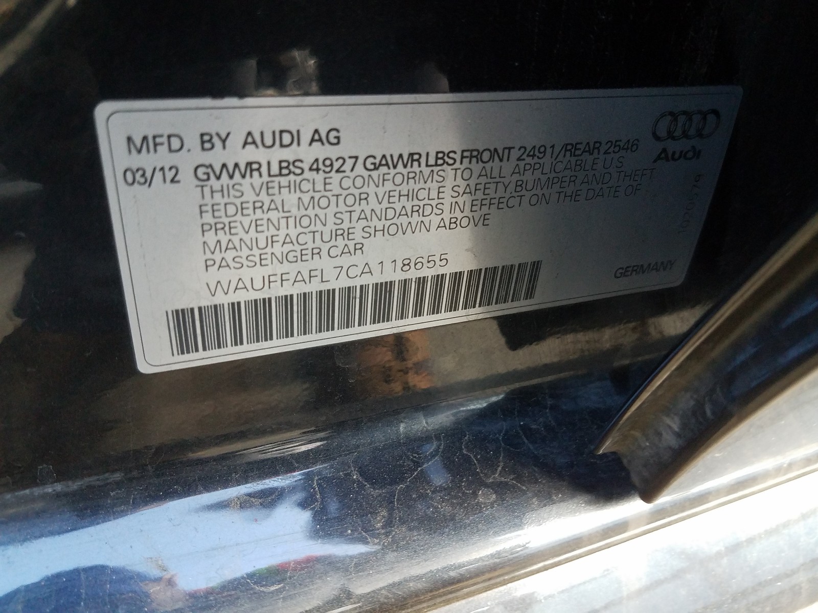 Photo 9 VIN: WAUFFAFL7CA118655 - AUDI A4 