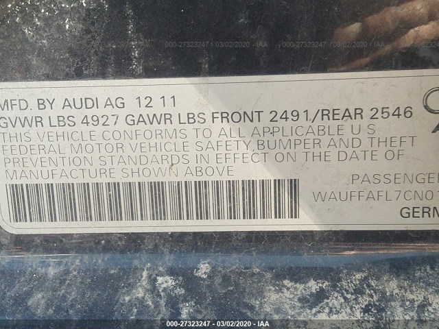 Photo 8 VIN: WAUFFAFL7CN017480 - AUDI A4 