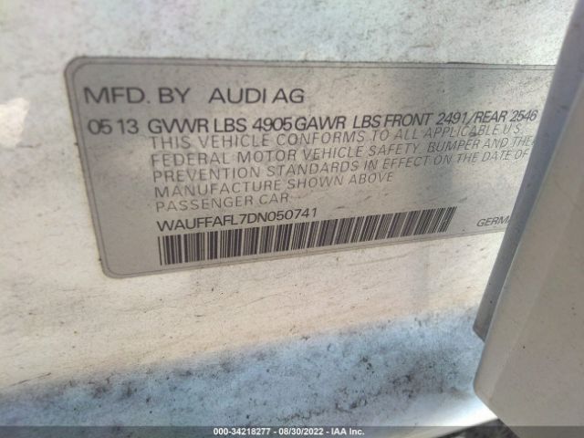 Photo 8 VIN: WAUFFAFL7DN050741 - AUDI A4 