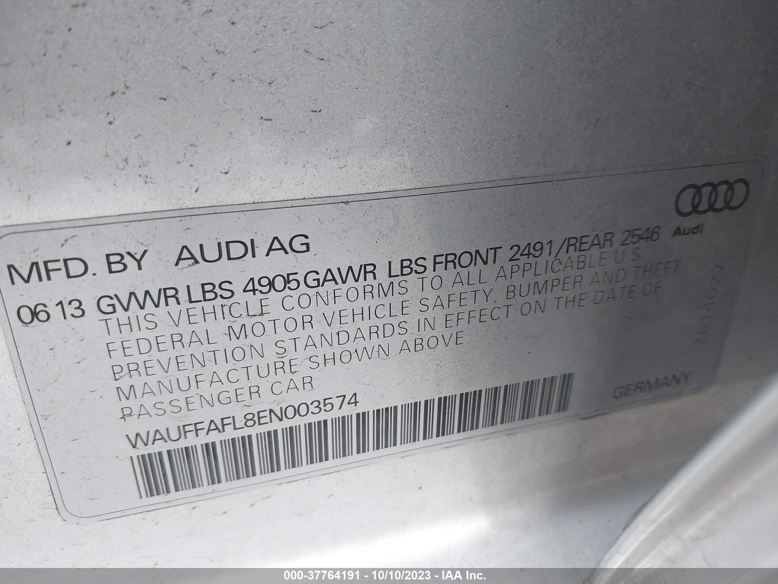 Photo 8 VIN: WAUFFAFL8EN003574 - AUDI A4 