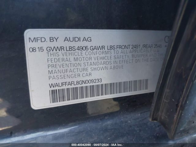 Photo 8 VIN: WAUFFAFL8GN009233 - AUDI A4 