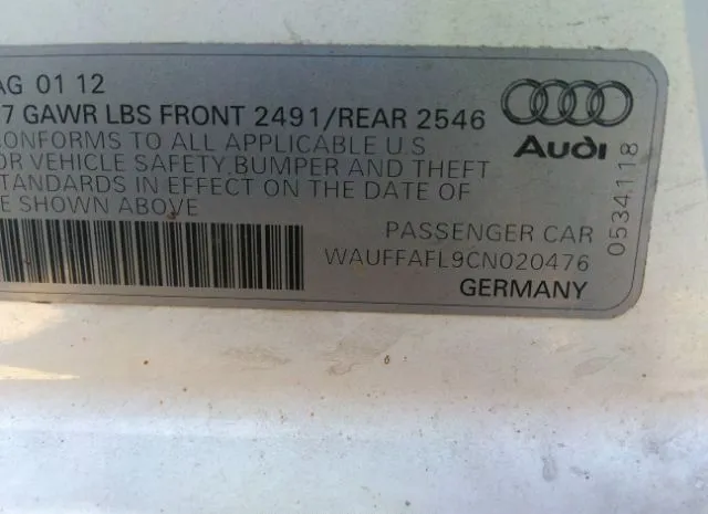 Photo 8 VIN: WAUFFAFL9CN020476 - AUDI A4 