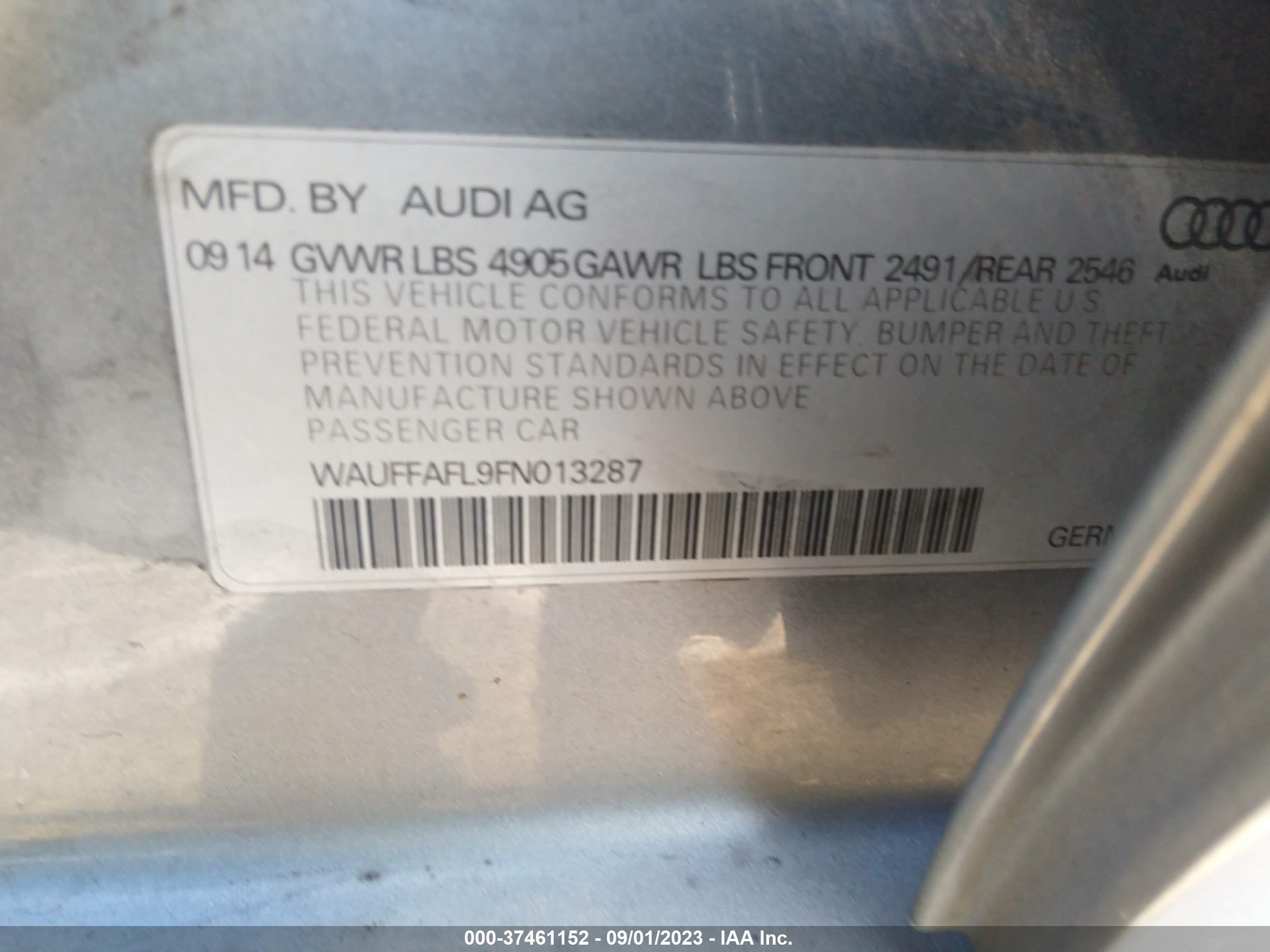 Photo 8 VIN: WAUFFAFL9FN013287 - AUDI A4 