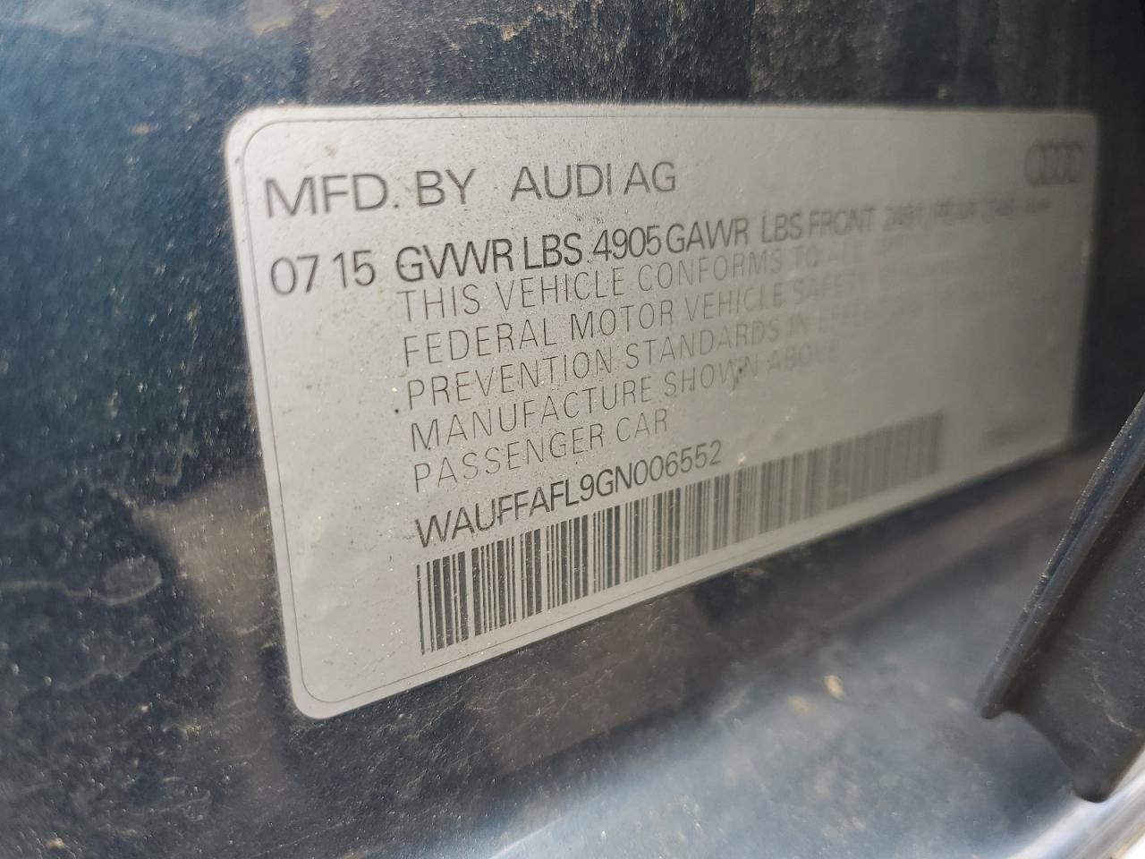 Photo 12 VIN: WAUFFAFL9GN006552 - AUDI A4 