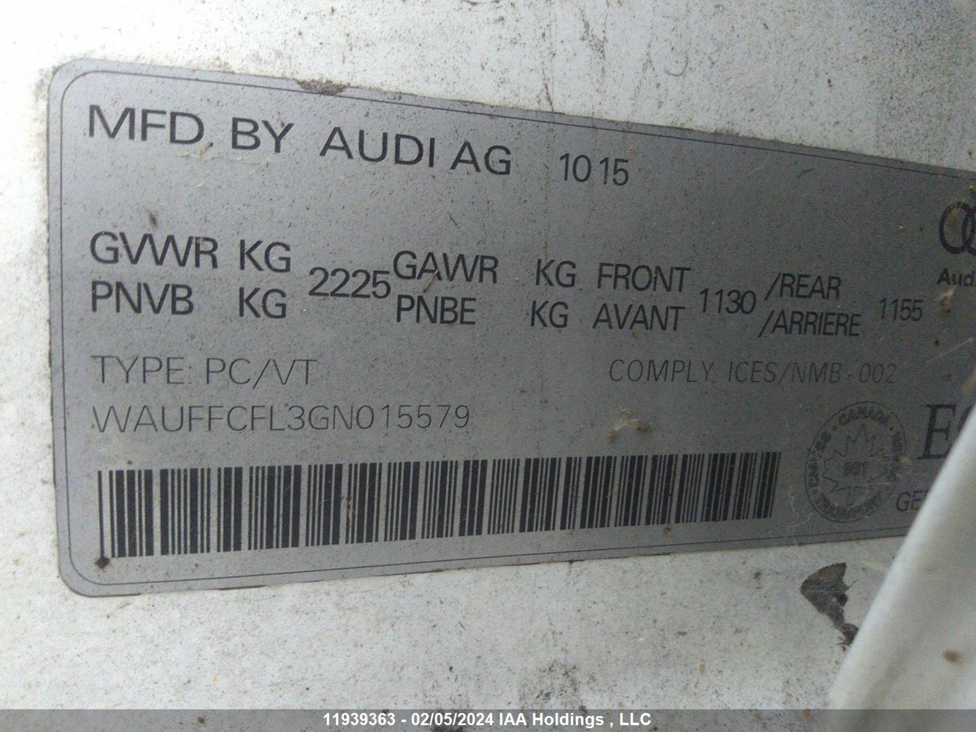 Photo 8 VIN: WAUFFCFL3GN015579 - AUDI A4 