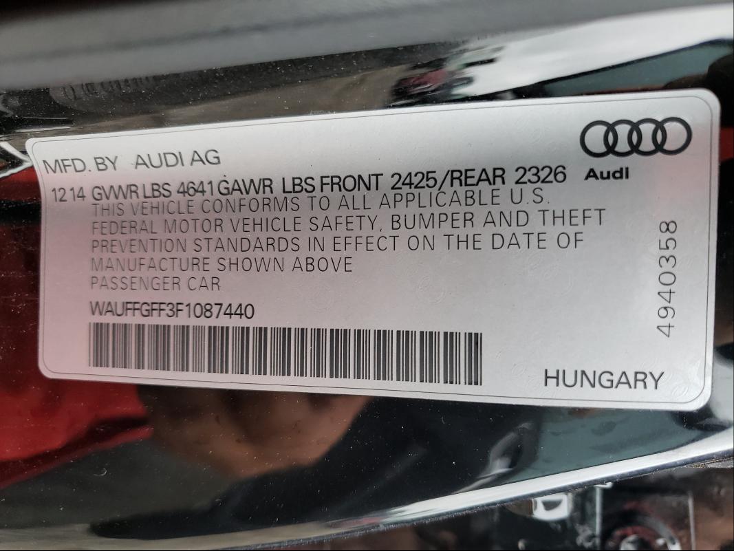 Photo 9 VIN: WAUFFGFF3F1087440 - AUDI S3 PRESTIG 