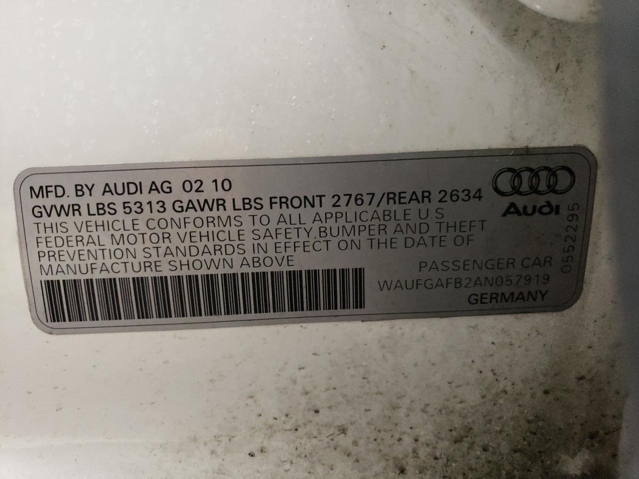 Photo 11 VIN: WAUFGAFB2AN057919 - AUDI A6 