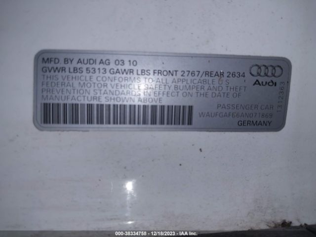 Photo 8 VIN: WAUFGAFB6AN071869 - AUDI A6 