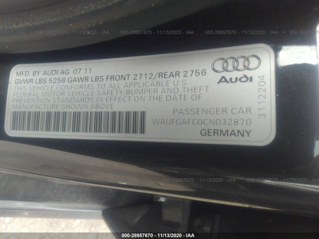 Photo 8 VIN: WAUFGAFC0CN032870 - AUDI A6 