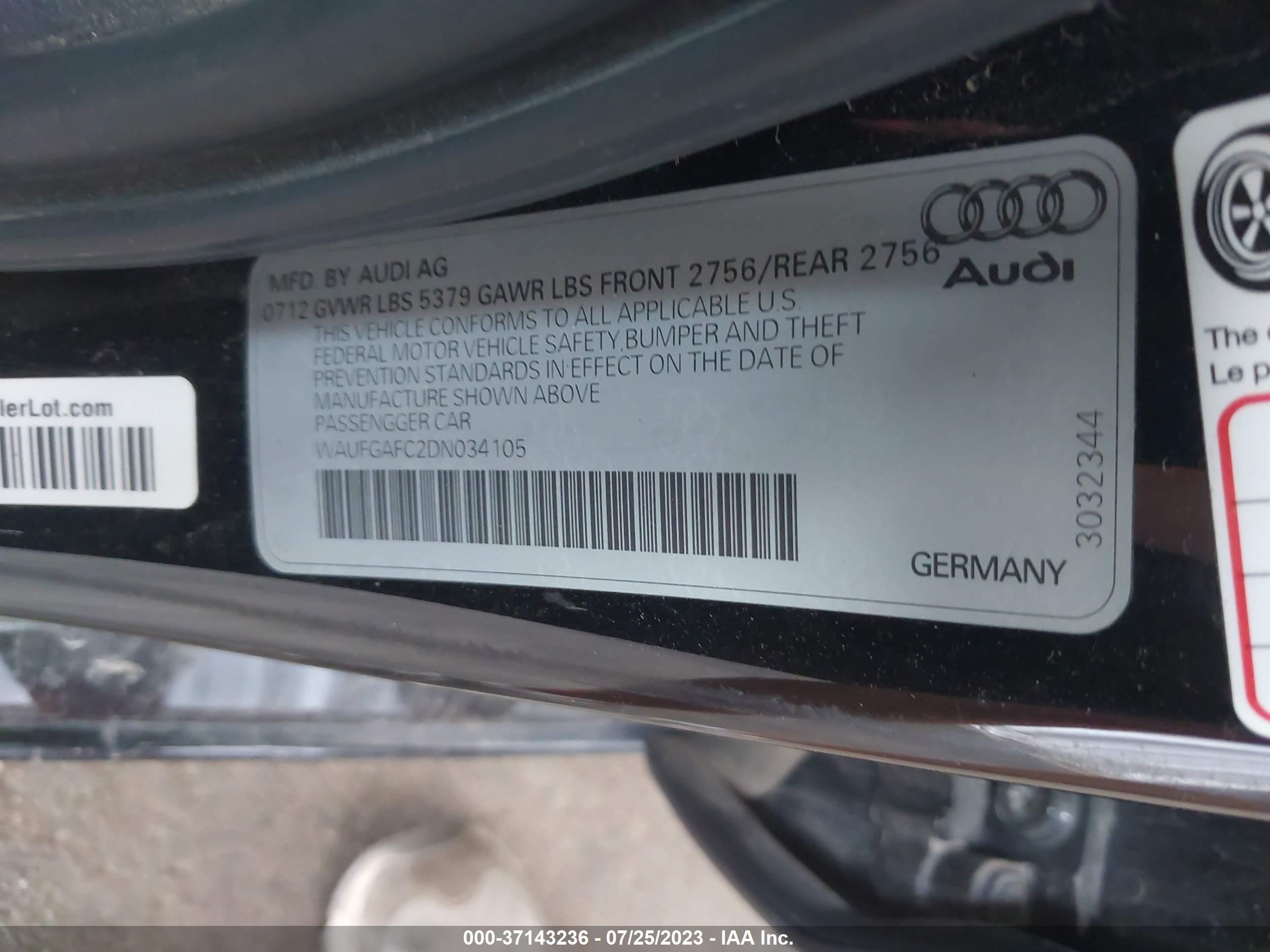 Photo 8 VIN: WAUFGAFC2DN034105 - AUDI A6 