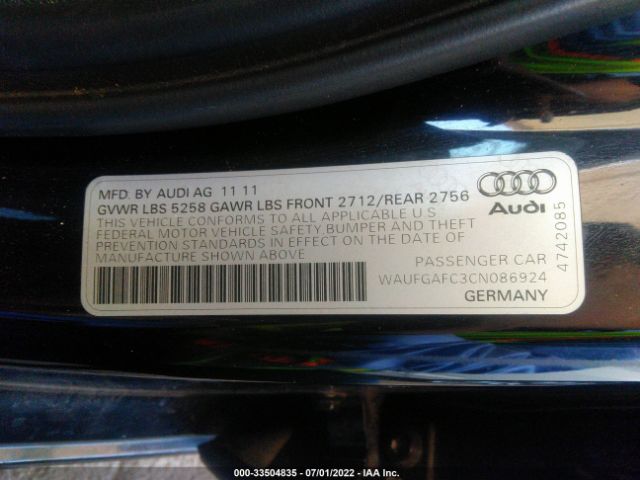 Photo 8 VIN: WAUFGAFC3CN086924 - AUDI A6 