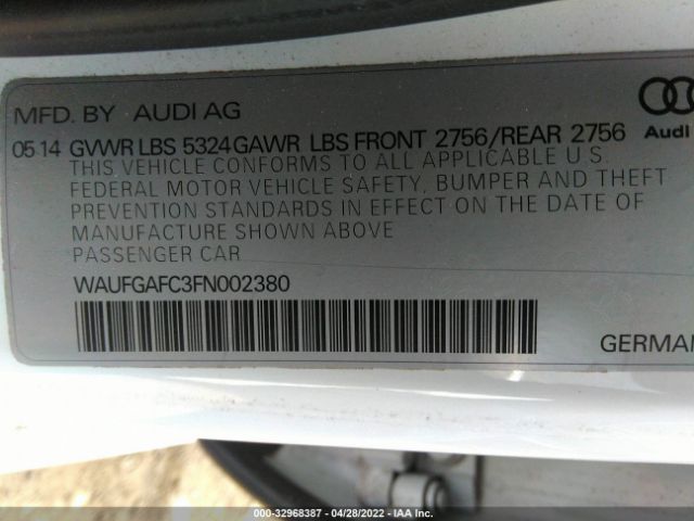 Photo 8 VIN: WAUFGAFC3FN002380 - AUDI A6 