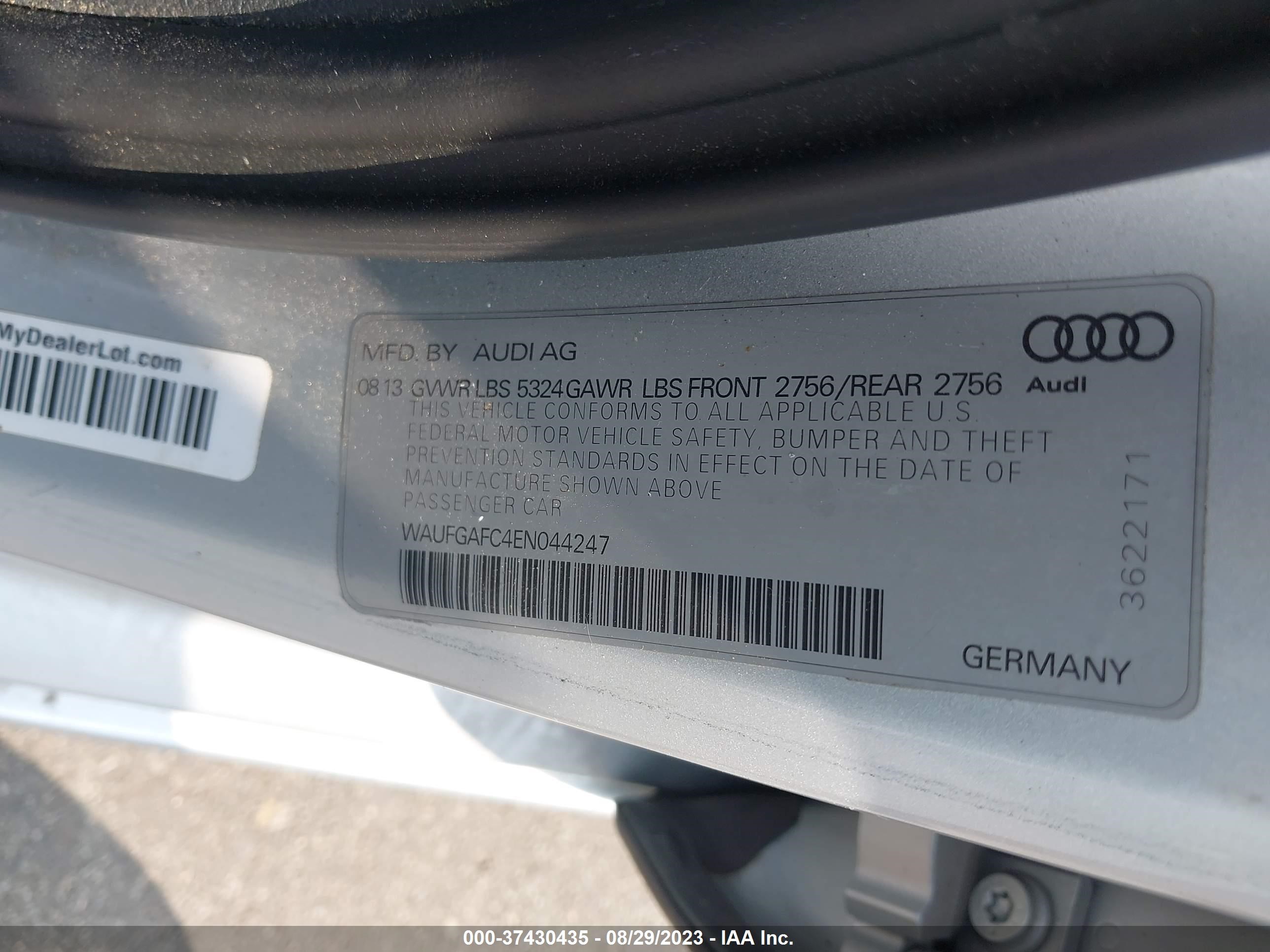 Photo 8 VIN: WAUFGAFC4EN044247 - AUDI A6 