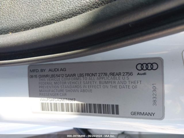 Photo 8 VIN: WAUFGAFC4GN074867 - AUDI A6 