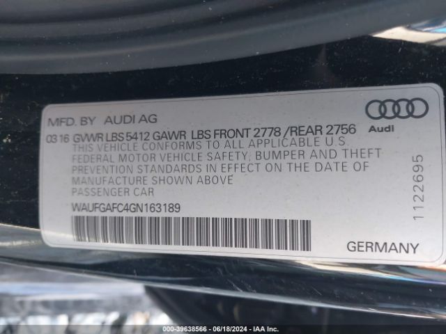 Photo 8 VIN: WAUFGAFC4GN163189 - AUDI A6 