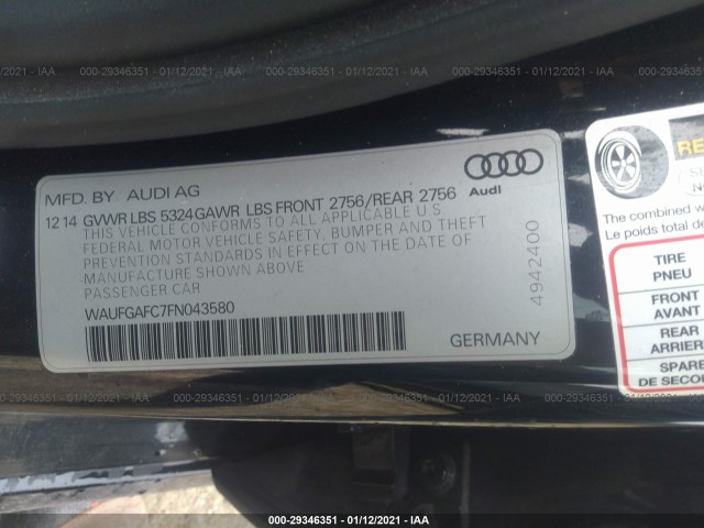 Photo 8 VIN: WAUFGAFC7FN043580 - AUDI A6 