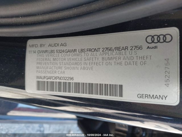 Photo 8 VIN: WAUFGAFCXFN032296 - AUDI A6 