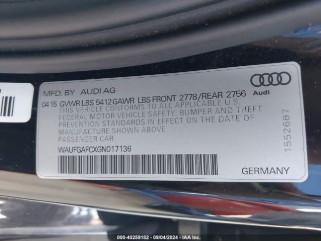 Photo 8 VIN: WAUFGAFCXGN017136 - AUDI A6 