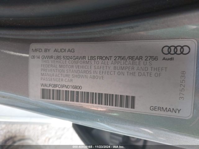 Photo 8 VIN: WAUFGBFC6FN016800 - AUDI A6 