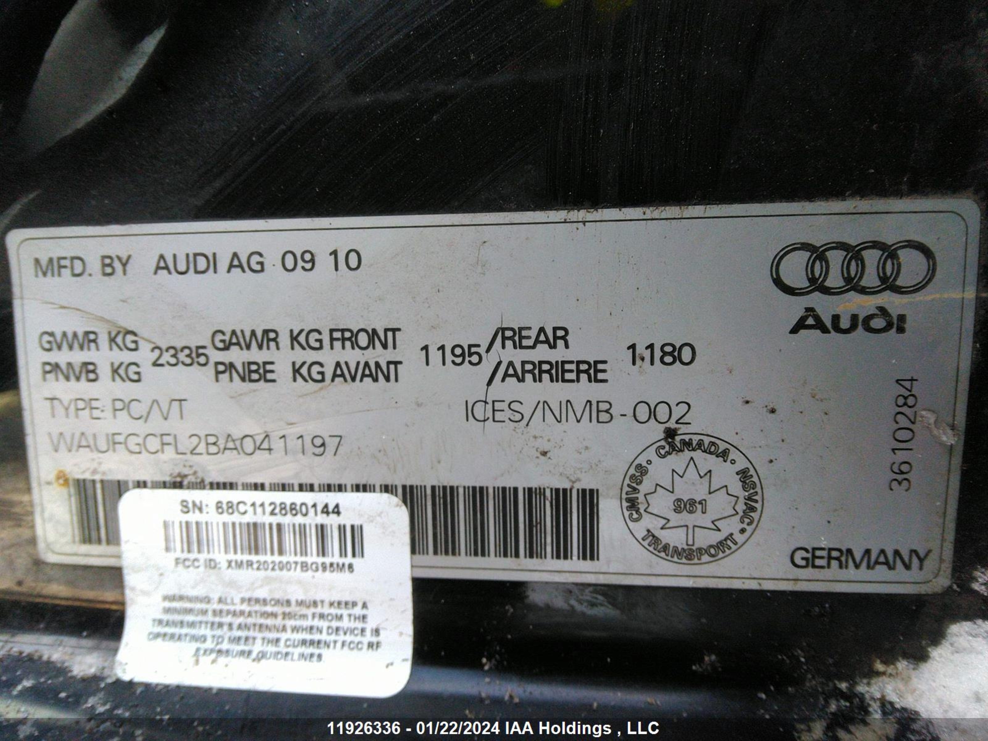 Photo 8 VIN: WAUFGCFL2BA041197 - AUDI S4 