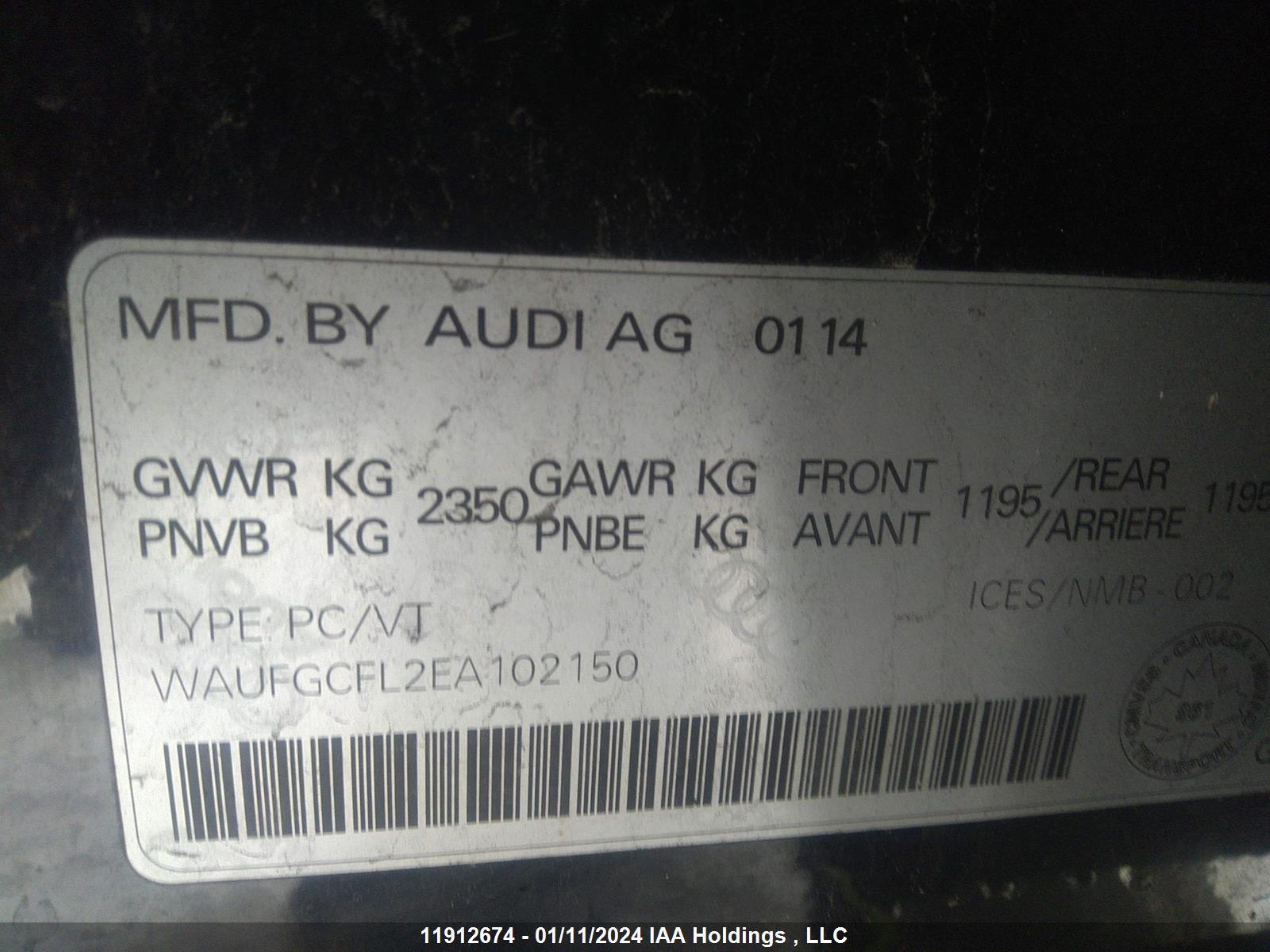 Photo 8 VIN: WAUFGCFL2EA102150 - AUDI S4 