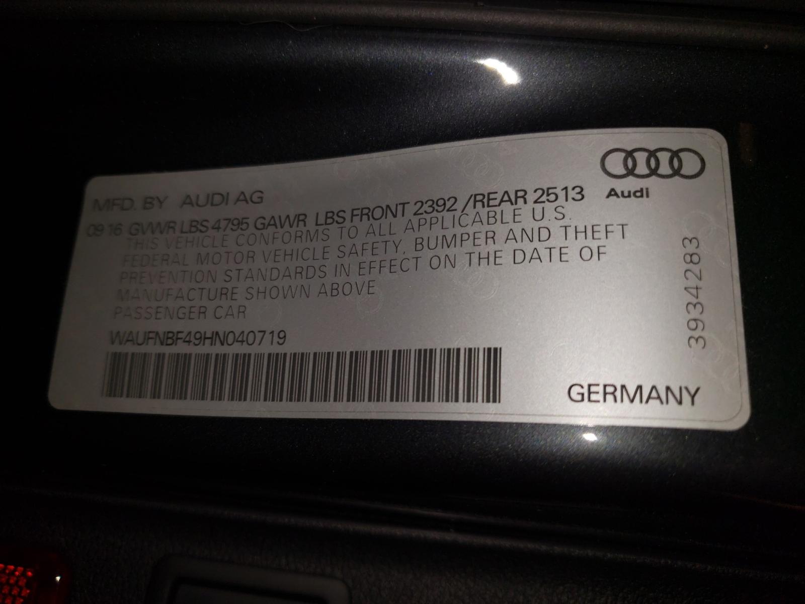 Photo 9 VIN: WAUFNBF49HN040719 - AUDI A4 PRESTIG 