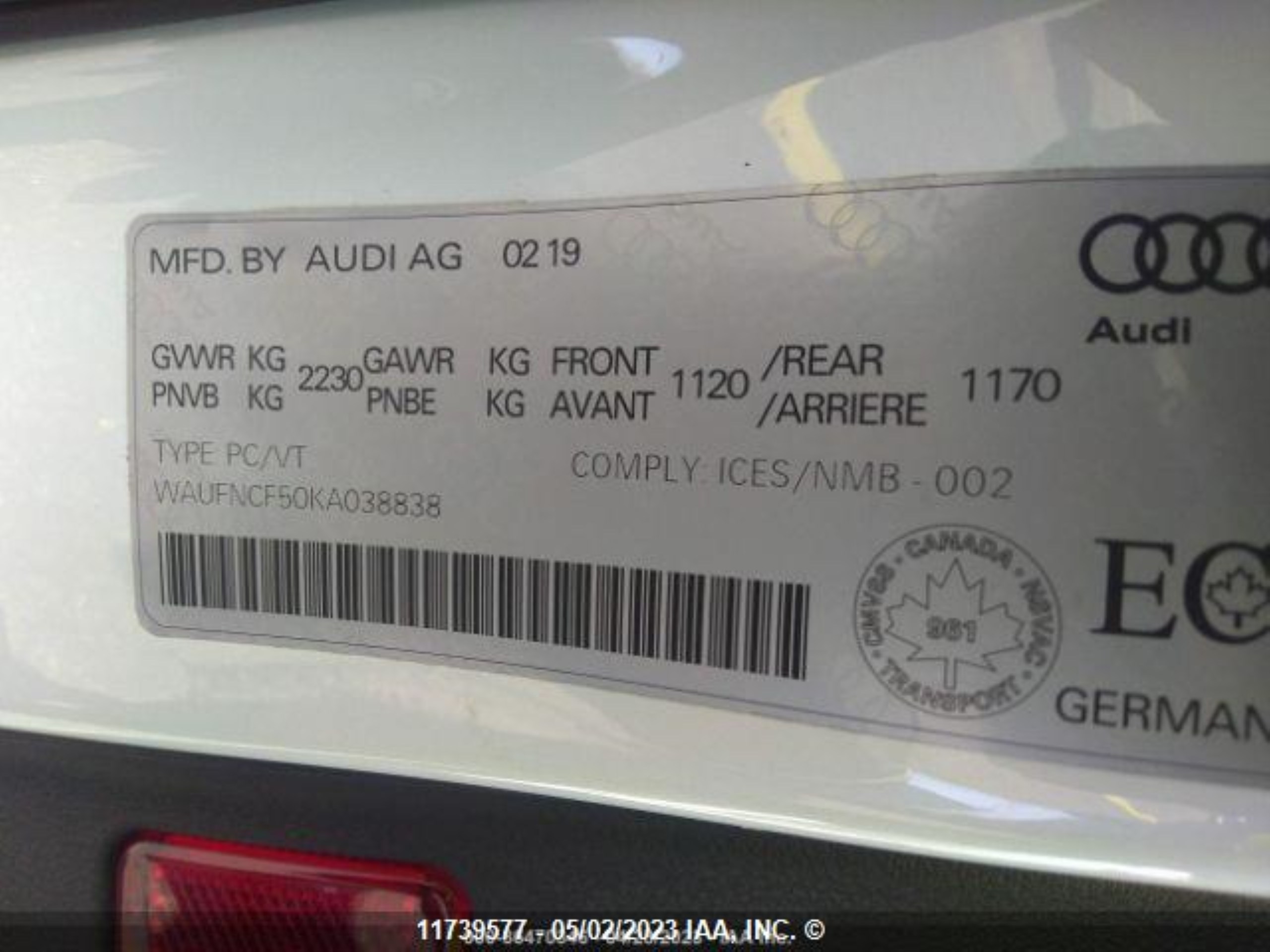 Photo 10 VIN: WAUFNCF50KA038838 - AUDI A5 