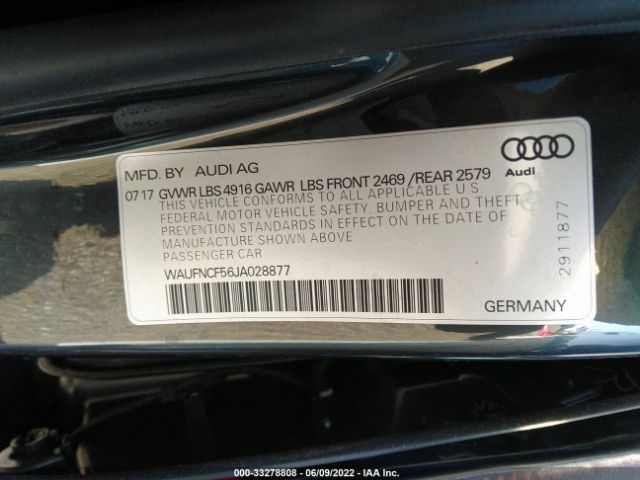 Photo 8 VIN: WAUFNCF56JA028877 - AUDI A5 SPORTBACK 