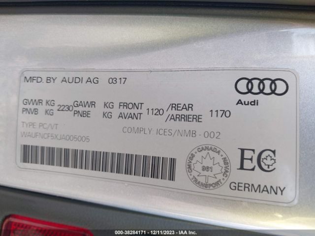 Photo 8 VIN: WAUFNCF5XJA005005 - AUDI A5 SPORTBACK 