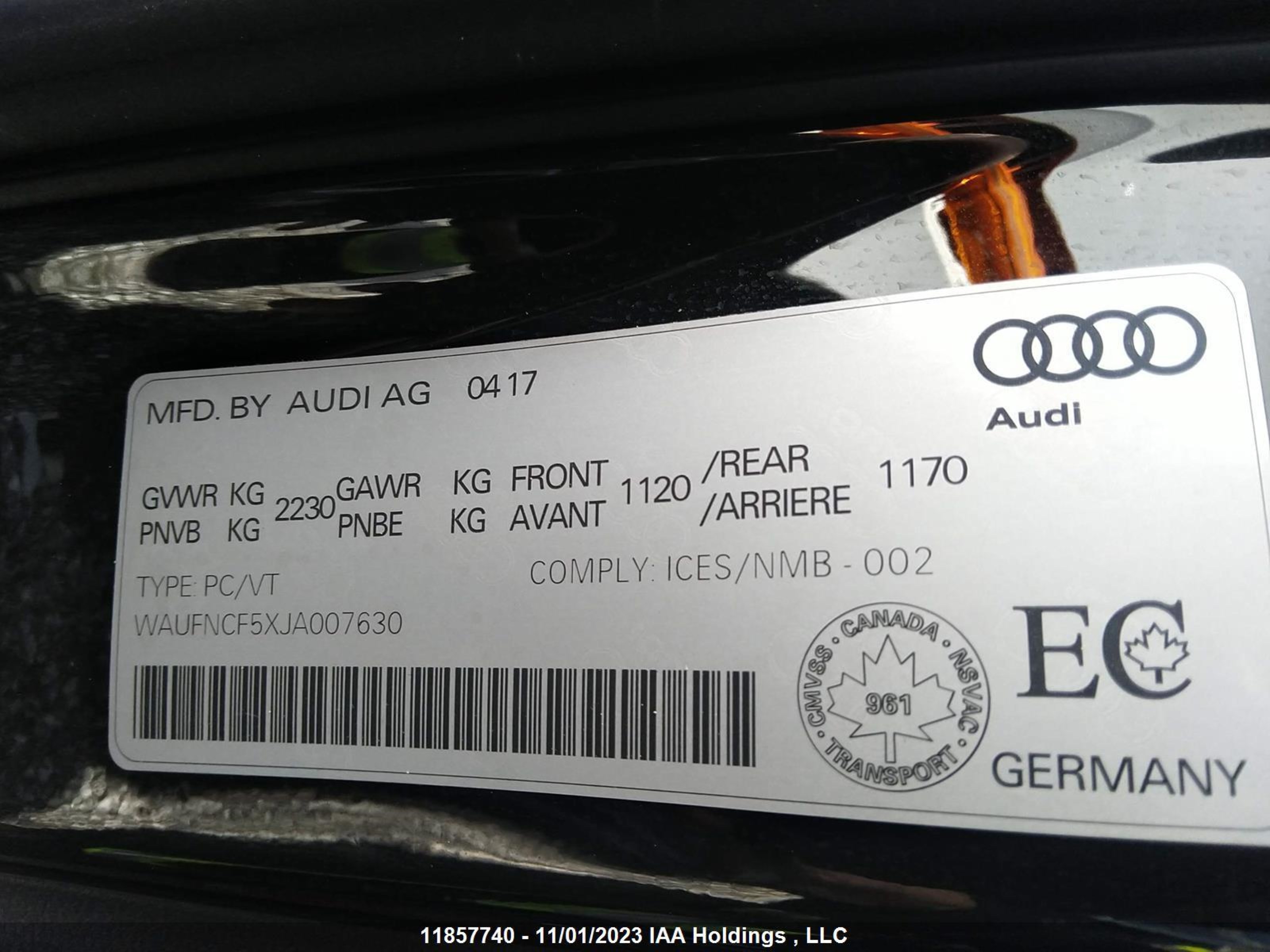 Photo 8 VIN: WAUFNCF5XJA007630 - AUDI A5 