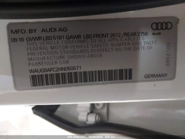 Photo 8 VIN: WAUG8AFC2HN050571 - AUDI A6 