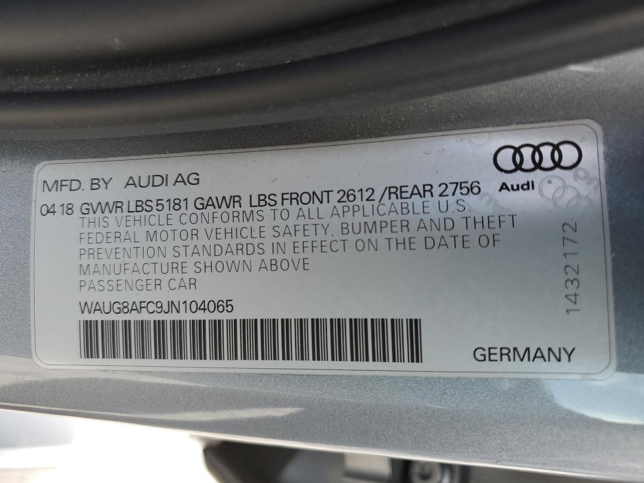 Photo 12 VIN: WAUG8AFC9JN104065 - AUDI A6 