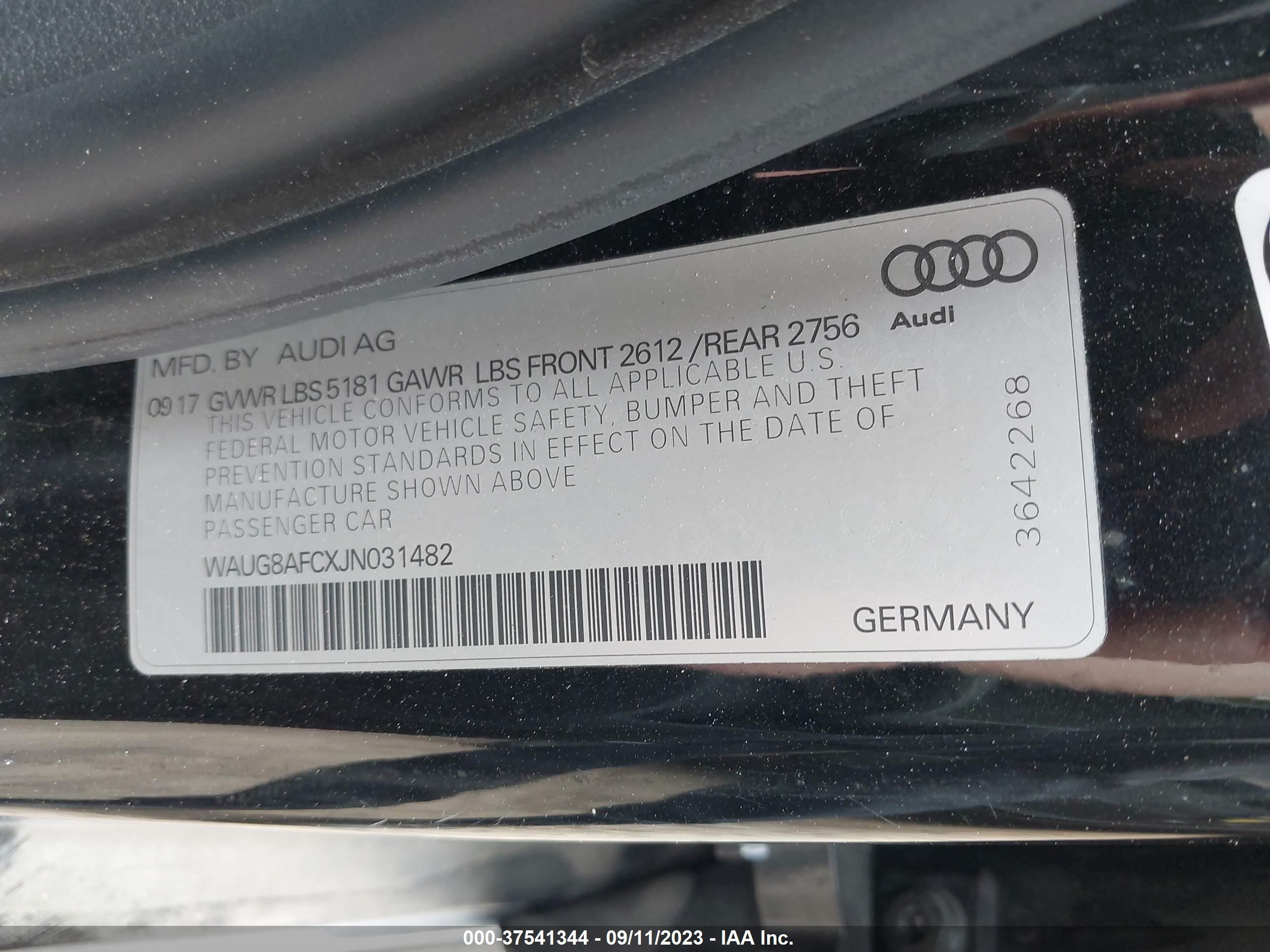 Photo 8 VIN: WAUG8AFCXJN031482 - AUDI A6 